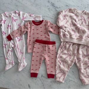 Girls 🎀 Lot 6-9 Angel Pink Footie 12-18 Waffle Long Sleeve 2 Pc Gap Fleece Set